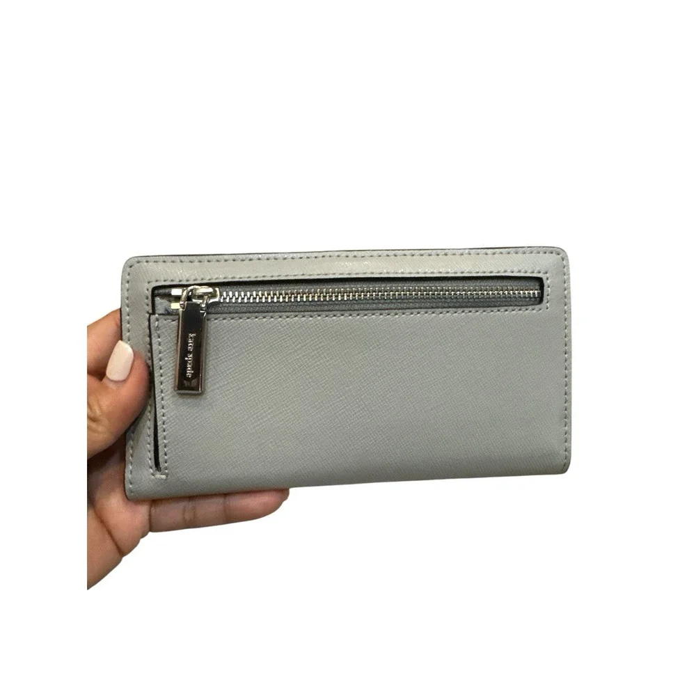 Kate Spade New York Staci Colorblock Large Slim Bifold Wallet Grey‎ White